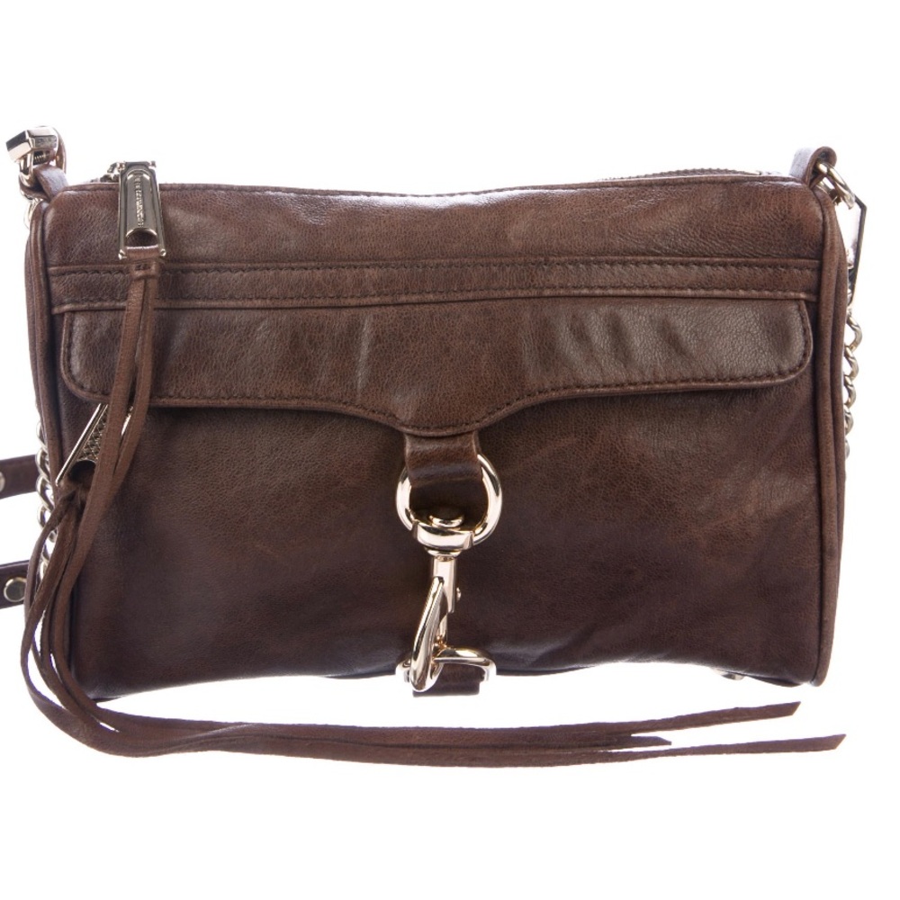 Chocolate grained leather Rebecca Minkoff Mini M.A.C. crossbody bag